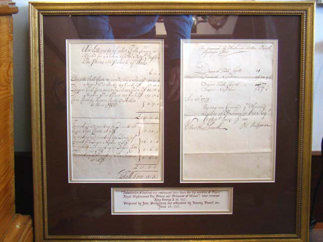 A rare inventory of 'Table Linens' desired by Their Royal Highnesses the Prince and Princess of Wales dated June 23, 1721